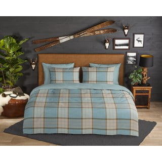 Iš flanelės dvigulė/itin ilga patalynė mėlynos spalvos 200x220 cm Jacco – Good Morning