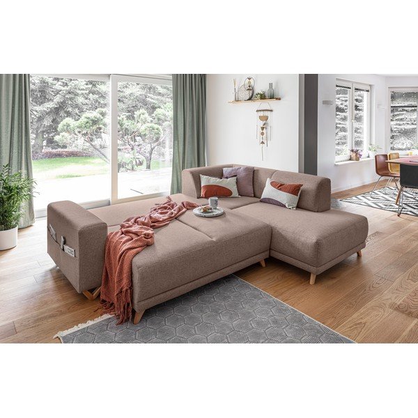 Rudos spalvos sulankstoma/su sandėliavimo vieta kampinė sofa (su dešiniuoju kampu/„L“ formos) Classy Sophie – Miuform-image-4