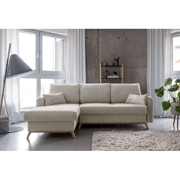 Smėlio spalvos sofa-lova Miuform Scandic Lagom, kairysis kampas-image-1