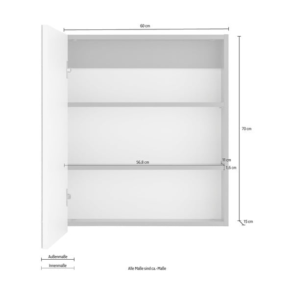 Sieninė vonios spintelė su veidrodžiu Støraa Wisla, 60 x 70 cm-image-1