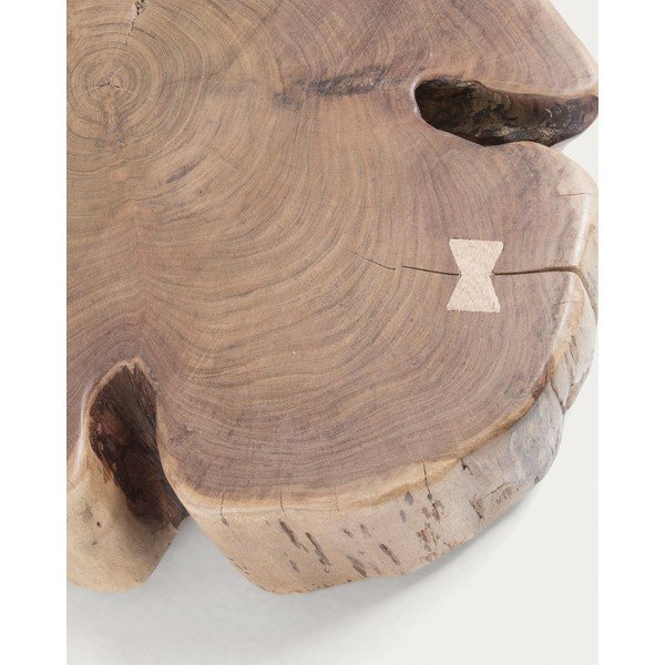 Iš akacijos masyvo apvalios formos kavos staliukas natūralios spalvos 60x65 cm Essi – Kave Home-image-1