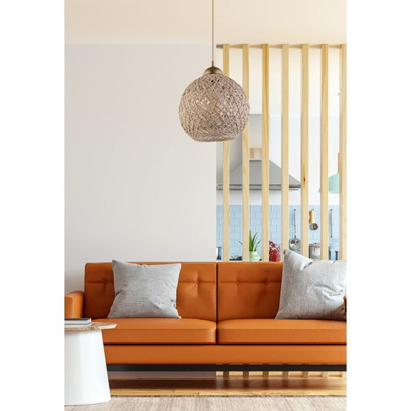 Kabantis šviestuvas smėlio spalvos/auksinės spalvos ø 24 cm iš džiuto – Opviq lights-image-2