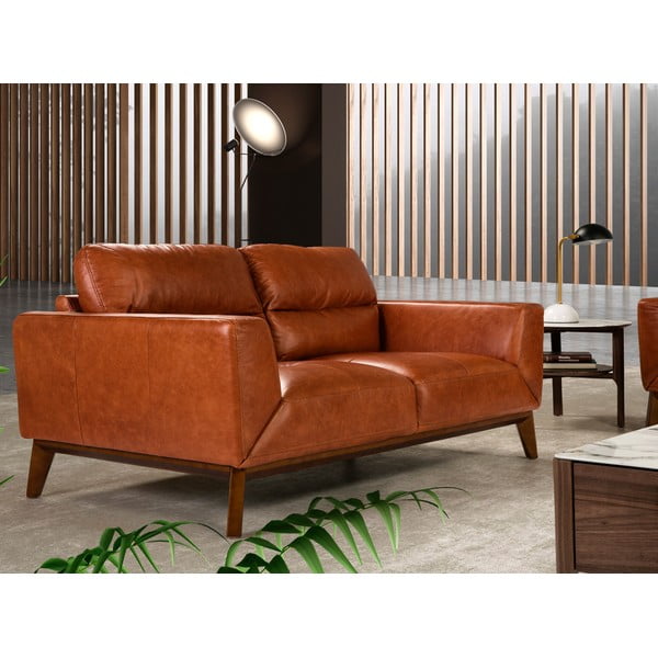 Trivietė odinė sofa Ángel Cerdá Cognac-image-3