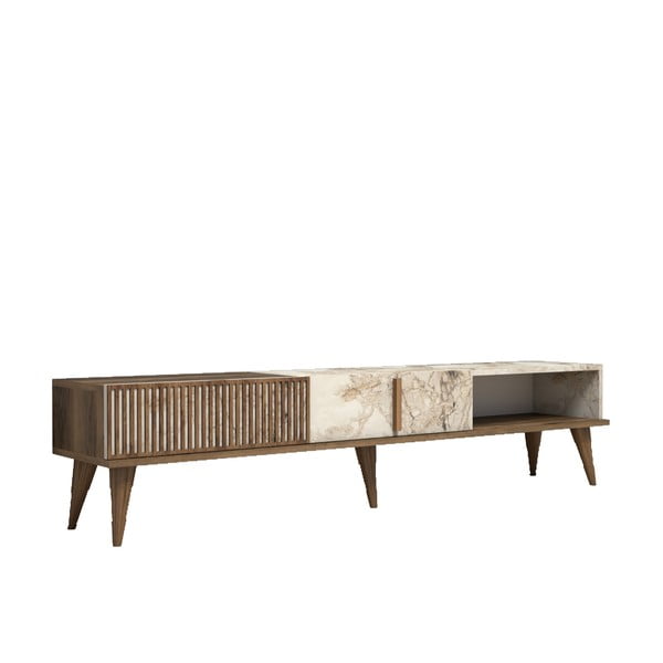 TV spintelė natūralios spalvos su marmuro dekoru 180x40 cm Milan – Kalune Design