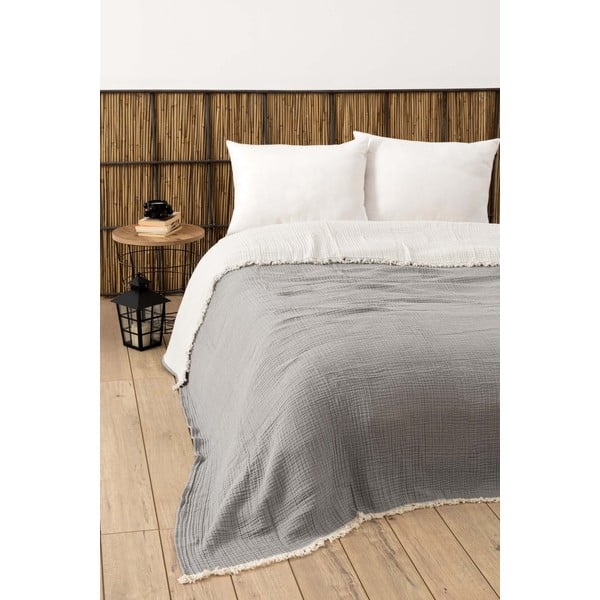 Lovatiesė iš muslino pilkos spalvos dvigulei lovai 230x250 cm – Mijolnir