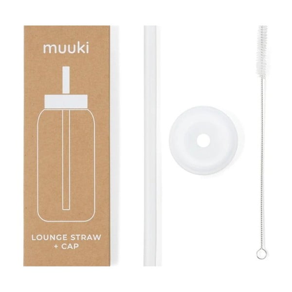 Iš silikono šiaudelis su valymo įrankiu/su dangteliu Clear  – Muuki