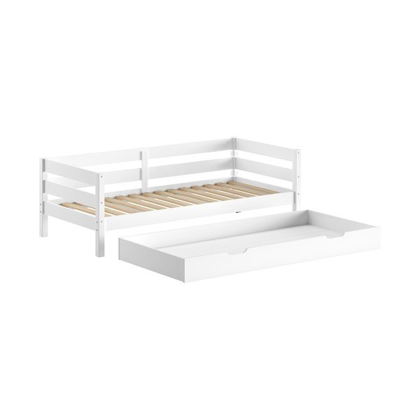 Baltos spalvos ištraukiama iš pušies masyvo vaikiška lova su lovos grotelėmis 90x200 cm Margrit – Vipack-image-2