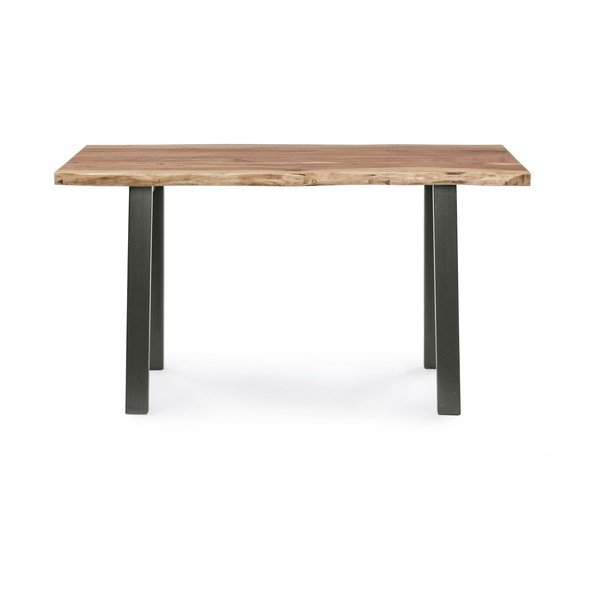 Juodos spalvos/natūralios spalvos konsolinis staliukas su akacijos stalviršiu 45x130 cm Aron – Bizzotto