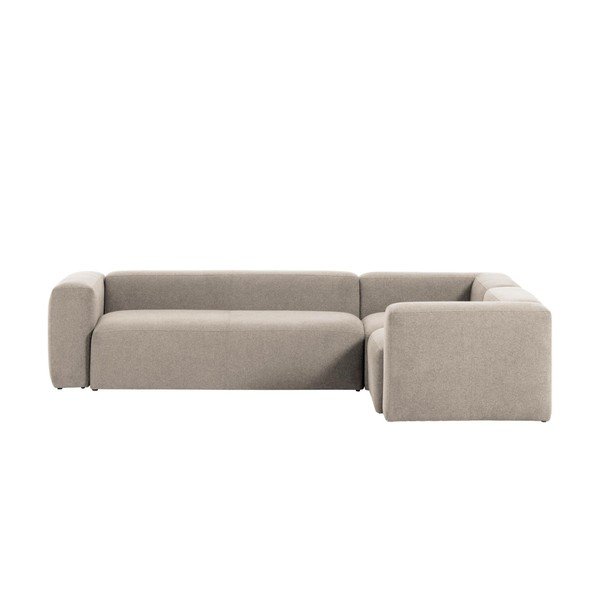 Smėlio spalvos kampinė sofa iš šenilinio audinio Blok – Kave Home-image-2