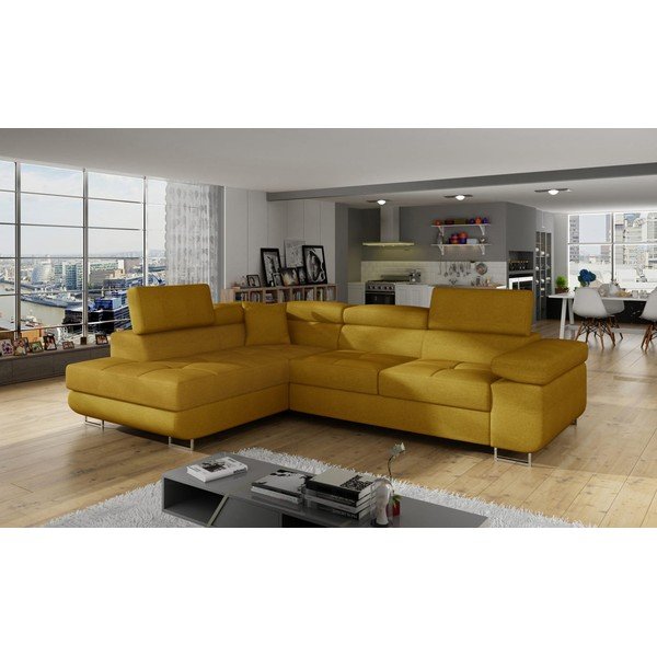 Geltonos spalvos sulankstoma/su sandėliavimo vieta kampinė sofa (su kairiuoju kampu/„L“ formos) Anton – ELTAP-image-3