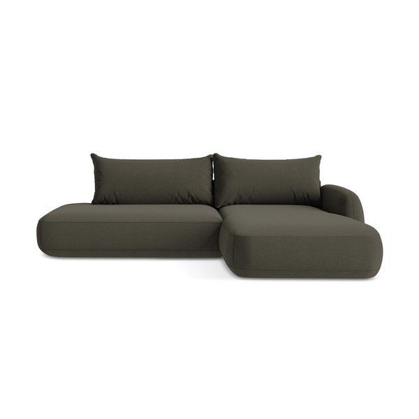 Rudos spalvos sulankstoma kampinė sofa (su dešiniuoju kampu/su gultu) Hale – Makamii