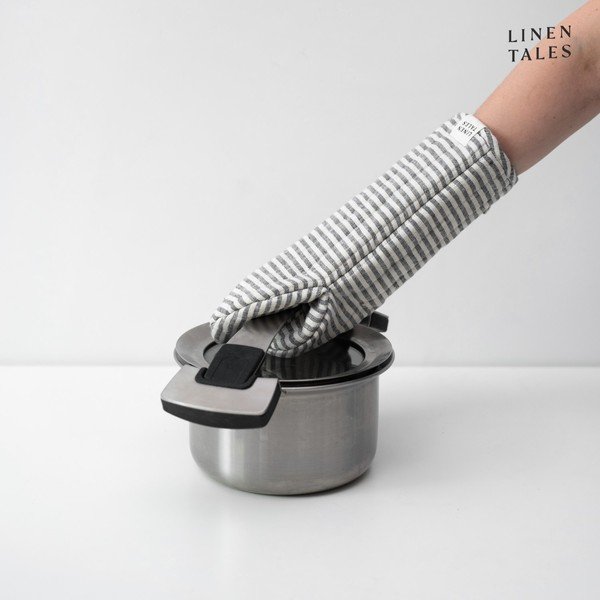 Orkaitės pirštinė iš lino Thin Black Stripes – Linen Tales-image-1