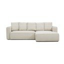 Smėlio spalvos sulankstoma kampinė sofa iš šenilinio audinio (su dešiniuoju kampu/su gultu) Marela – Kave Home