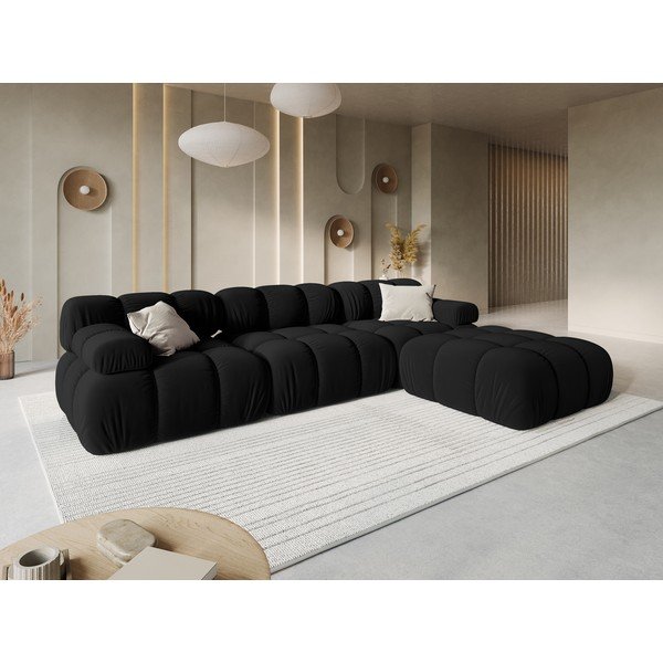 Sofa juodos spalvos iš velveto 282 cm Bellis – Micadoni Home-image-1
