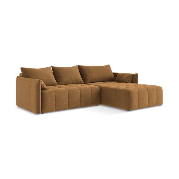 Terakotos spalvos sulankstoma/su sandėliavimo vieta kampinė sofa (su dešiniuoju kampu/su gultu) Moku – Makamii-image-2