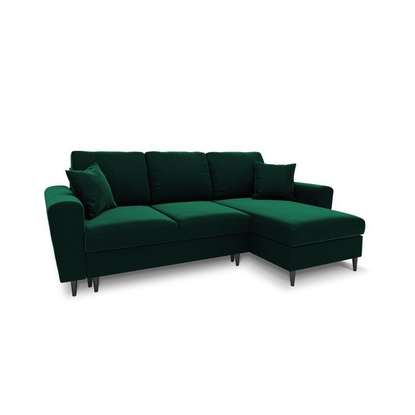 Žalios spalvos iš velveto sulankstoma/su sandėliavimo vieta kampinė sofa Kyoto – Cosmopolitan Design