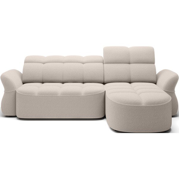 Smėlio spalvos iš boucle sulankstoma/su sandėliavimo vieta kampinė sofa (su dešiniuoju kampu/su gultu) Beneth – ELTAP