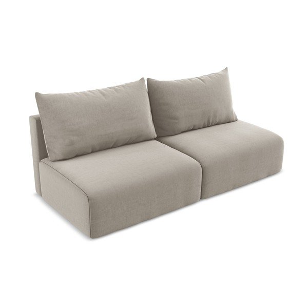 Taupe spalvos sulankstoma/su sandėliavimo vieta sofa iš velveto 216 cm Kalena – Makamii-image-3