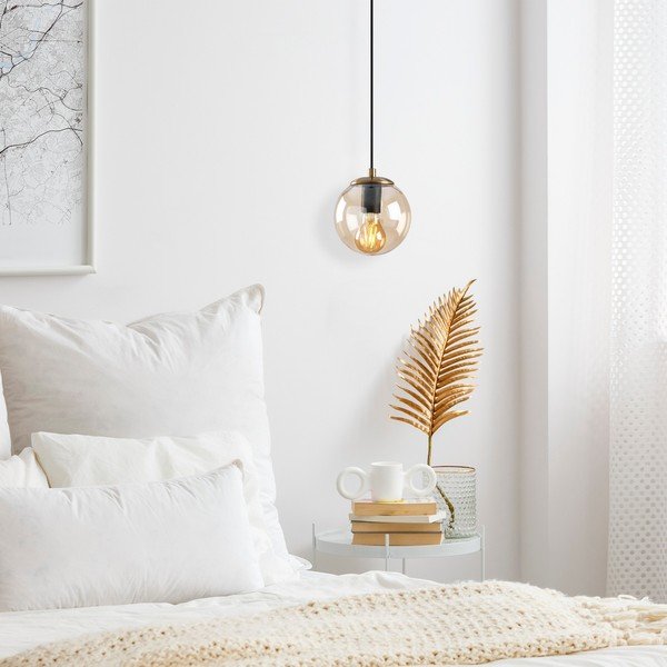 Kabantis šviestuvas auksinės spalvos ø 15 cm su stiklo gaubtu Efe – Opviq lights-image-1