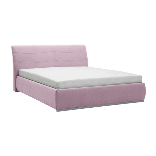 Šviesiai rožinė dvigulė lova Mazzini Beds Luna, 160 x 200 cm