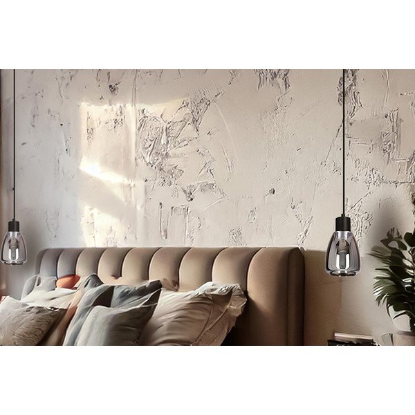 Juodos spalvos kabantis šviestuvas ø 12 cm su stiklo gaubtu Moldo – Candellux Lighting-image-2