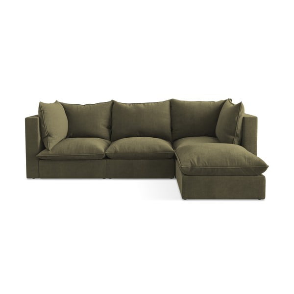 Khaki spalvos kampinė sofa (su dešiniuoju kampu/su gultu) Manao – Makamii