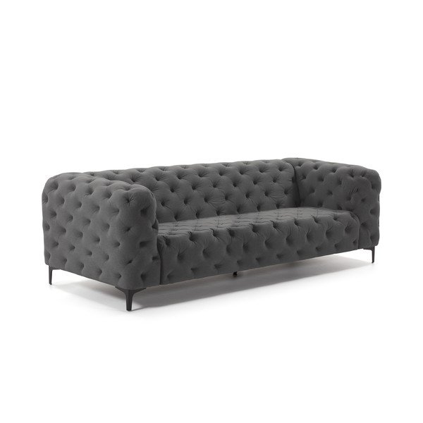 Pilka aksominė sofa "La Forma Maisha