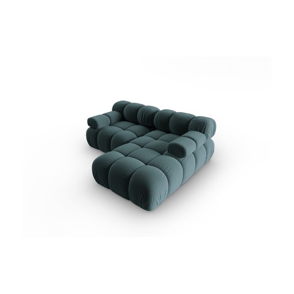 Kampinė sofa smaragdinės spalvos iš velveto (su dešiniuoju kampu) Bellis – Micadoni Home-image-4