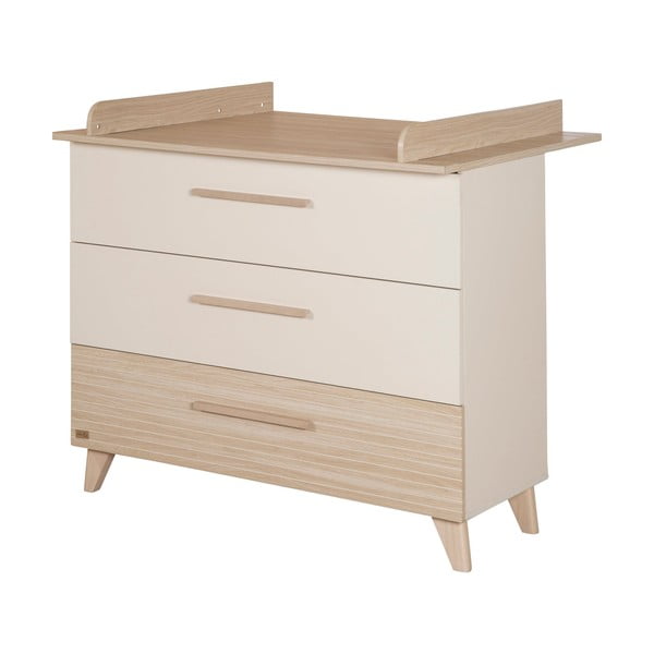 Kreminės spalvos/natūralios spalvos su vystymo stalu vaikiška šoninė spintelė iš ąžuolo 110x98x75 cm Sidney – Roba