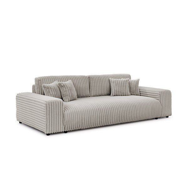 Šviesiai pilkos spalvos sulankstoma/su sandėliavimo vieta sofa iš kordinio velveto 260 cm Justin  – Ropez