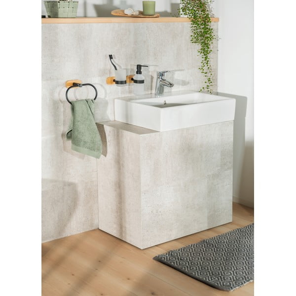 Klijuojamas iš stiklo muilo dozatorius juodos spalvos/natūralios spalvos 300 ml Orea Bamboo – Wenko-image-2