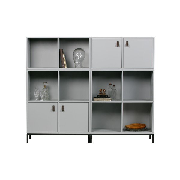 Iš pušies masyvo modulinė knygų spinta pilkos spalvos 81x81 cm Vt – vtwonen-image-3