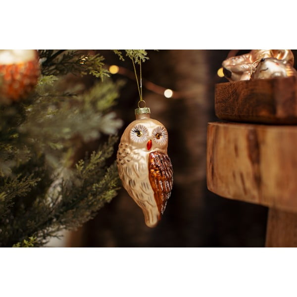 Iš stiklo rankų darbo eglutės papuošimas 13 cm Owl – Sass & Belle-image-1