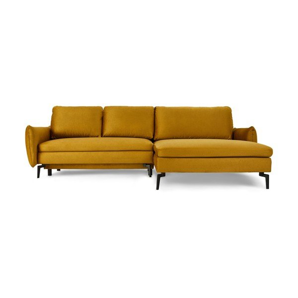 Geltona sofa-lova Bonami Selection Fira, dešinysis kampas-image-2