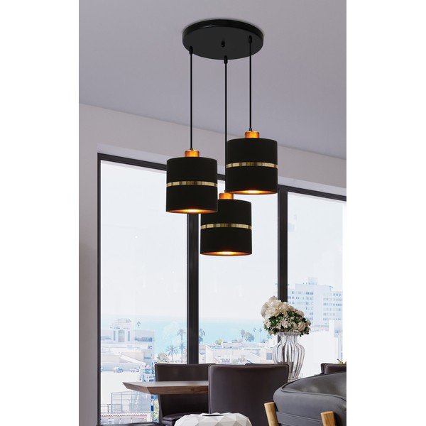 Kabantis šviestuvas juodos spalvos ø 15 cm su tekstiliniu gaubtu Assam – Candellux Lighting-image-2