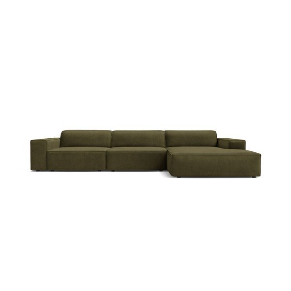 Khaki spalvos modulinė kampinė sofa iš velveto (su dešiniuoju kampu/su gultu) Jodie – Micadoni -image-2