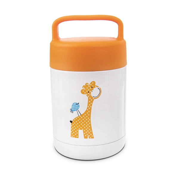 Vaikiškas termosas baltos spalvos/oranžinės spalvos 480 ml Žirafa – Orion