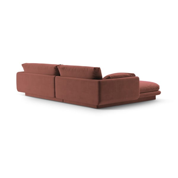 Iš velveto kampinė sofa rožinės spalvos (su dešiniuoju kampu/su gultu) Torino – Micadoni -image-3