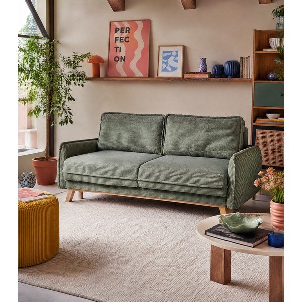 Iš kordinio velveto sulankstoma sofa šviesiai žalios spalvos 218 cm Tori – Bonami Selection-image-1