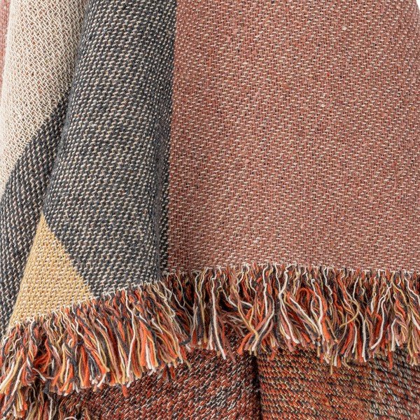 Rudos spalvos iš perdirbtos medvilnės antklodė ir pledas 130x160 cm Arni – Bloomingville-image-3
