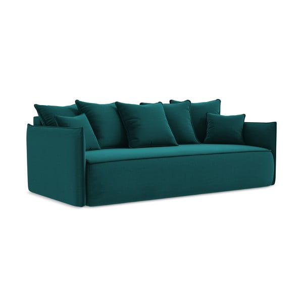 Turkio spalvos iš velveto sulankstoma/su sandėliavimo vieta sofa 225 cm Hula – Makamii-image-1