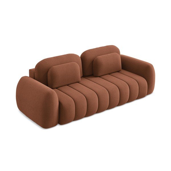 Terakotos spalvos iš boucle sulankstoma/su sandėliavimo vieta sofa 266 cm Pele – Makamii-image-4
