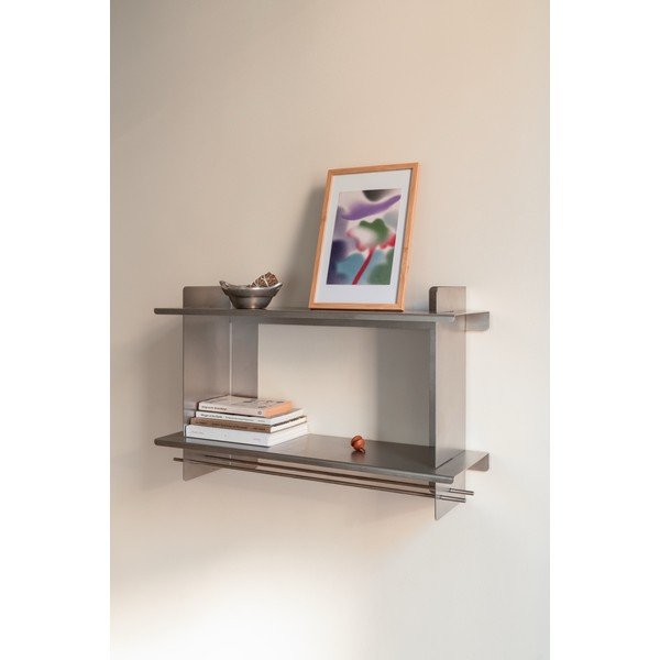Sidabrinės spalvos iš metalo kelių aukštų sieninė lentyna 70 cm Tivo – noo.ma-image-1