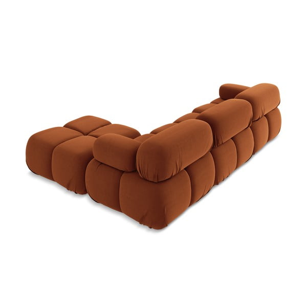 Oranžinės spalvos iš velveto modulinė kampinė sofa Lokua – Makamii-image-4
