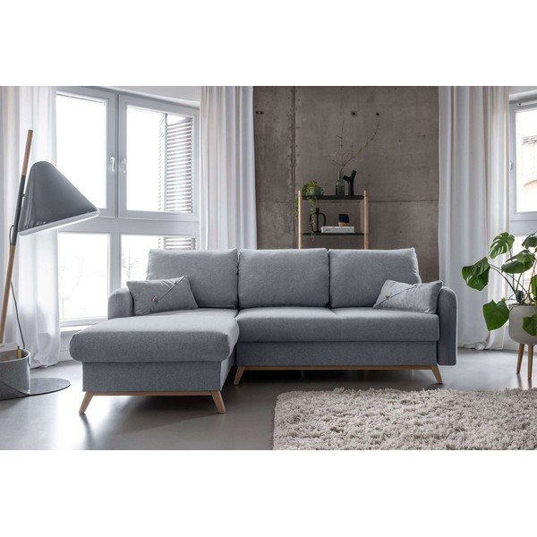 Šviesiai pilka sofa-lova Miuform Scandic Lagom, kairysis kampas-image-1