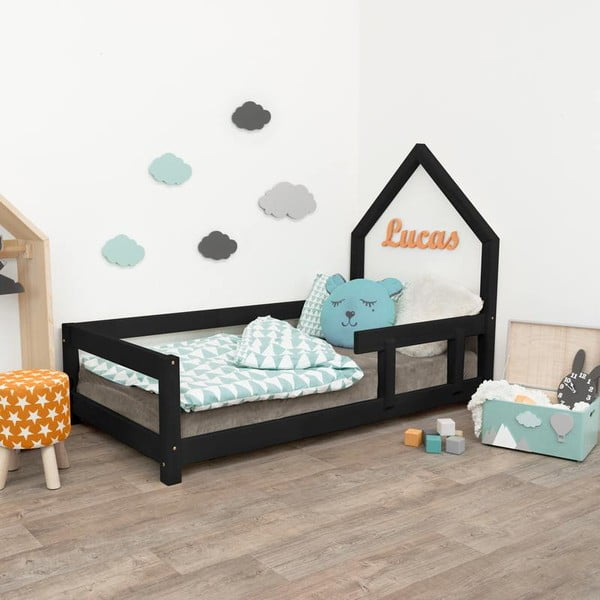 Juoda vaikiška lova su grotele dešinėje Benlemi Poppi, 90 x 200 cm
