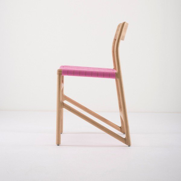 Valgomojo kėdė iš ąžuolo masyvo su rausva sėdyne "Gazzda Fawn-image-1