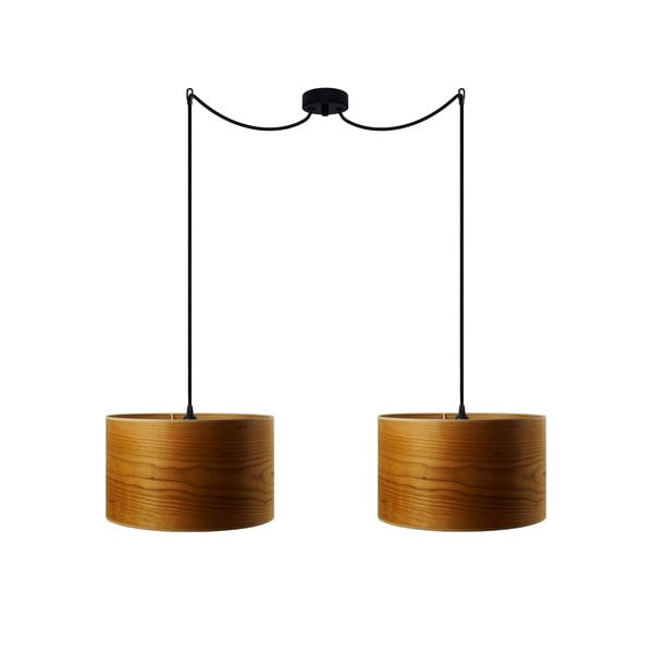 Dvigubas pakabinamas šviestuvas iš natūralaus vyšninės medienos lukšto "Sotto Luce Tsuri", ⌀ 90 cm