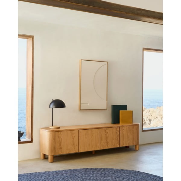 Natūralios spalvos TV spintelė iš uosio 200x52x40 cm Salaya – Kave Home-image-1