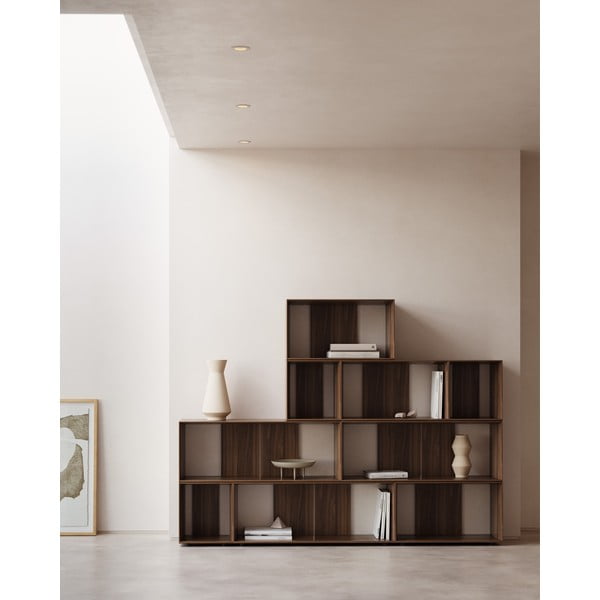 Modulinės lentynos natūralios spalvos iš riešutmedžio 9 vnt. 202x114 cm Litto – Kave Home-image-1